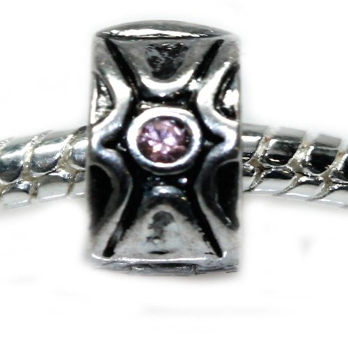 Clip Lock Stopper Bead W/pink  Stones For Snake Chain Charm Bracelet - Sexy Sparkles Fashion Jewelry