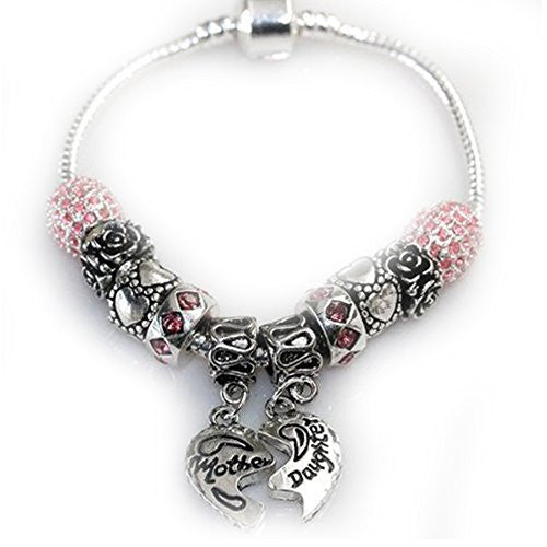 6.5" Mother Daughter Charm Bracelet Fits Beads For European Snake Chain Charms - Sexy Sparkles Fashion Jewelry - 1