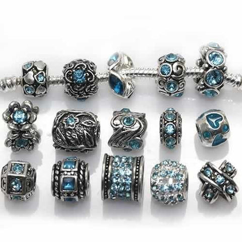 Ten (10) of Assorted Shades of Light Blue Crystal Rhinestones Beads - Sexy Sparkles Fashion Jewelry - 3