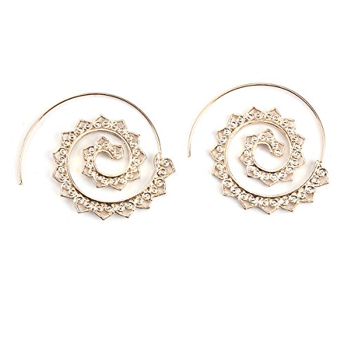 Sexy Sparkles Vintage Bohemian Spiral Earring Circles Round Tribal Hoop Earrings