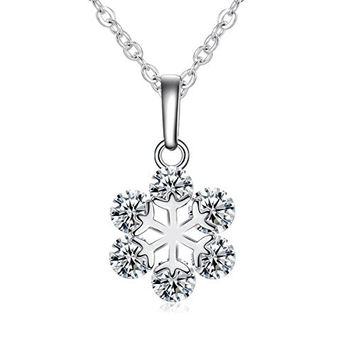 Sexy Sparkles Silver Tone Necklace Christmas Snowflake Pendant with Cubic Zirconia