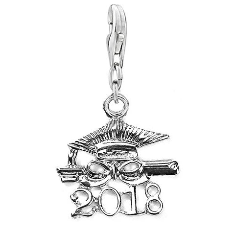 SEXY SPARKLES Diploma Class of 2018 Graduation clip on lobster clasp charm for bracelets or necklace