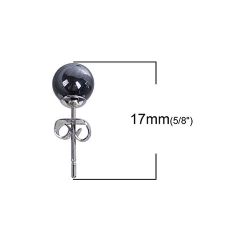 Sexy sparkles 2 Pairs Stainless Steel Hematite Ear Post Round ball Stud Earrings Gunmetal Black for Women Men