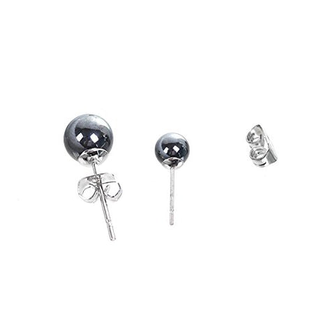 Sexy sparkles 2 Pairs Stainless Steel Hematite Ear Post Round ball Stud Earrings Gunmetal Black for Women Men