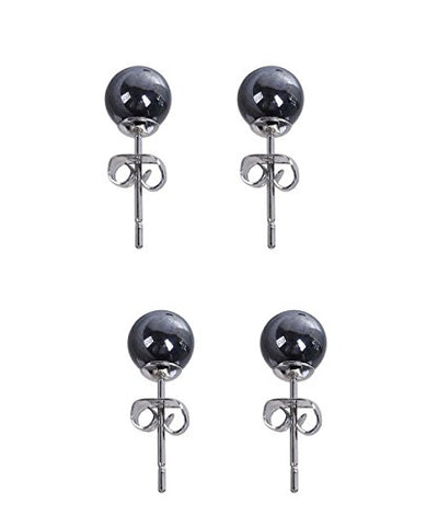 Sexy sparkles 2 Pairs Stainless Steel Hematite Ear Post Round ball Stud Earrings Gunmetal Black for Women Men
