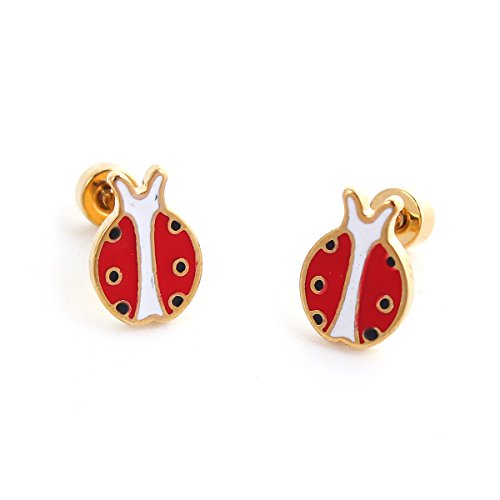 SEXY SPARKLES stainless steel Lady Bug stud earrings for girls teens women Hypoallergenic Jewelry