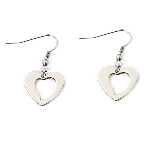 SEXY SPARKLES stainless steel Heart dangling small earrings for girls teens women Hypoallergenic jewelry