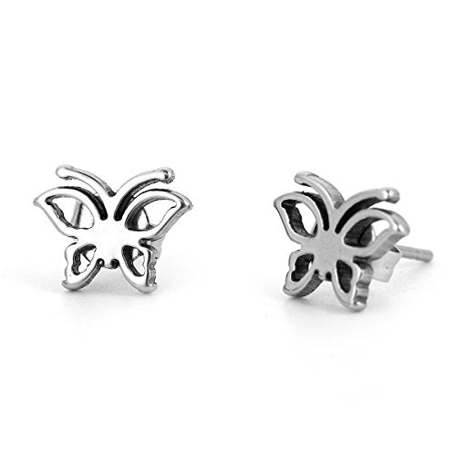 SEXY SPARKLES stainless steel small Butterfly stud earrings for girls teens women Hypoallergenic jewelry