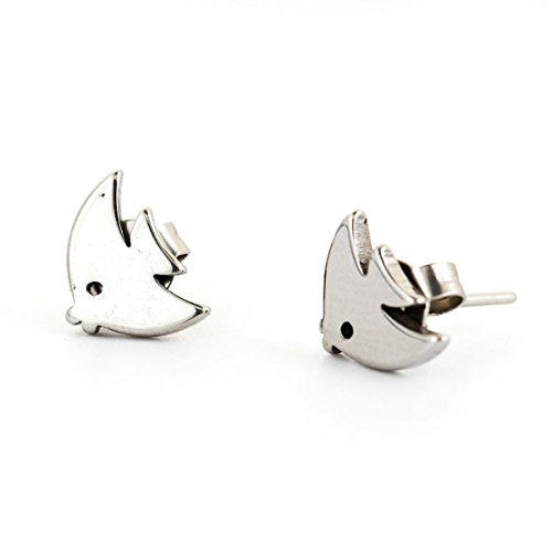 SEXY SPARKLES stainless steel Fish stud earrings for girls teens women Hypoallergenic