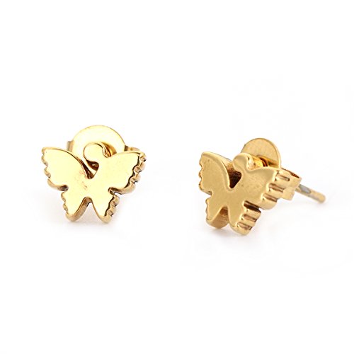 SEXY SPARKLES stainless steel butterfly stud earrings for girls teens women Hypoallergenic