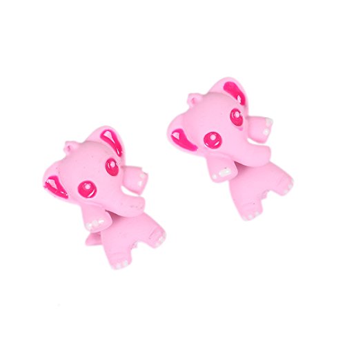 Sexy Sparkles Pink Elephant 3D Double Sided Ear Post Stud Earrings