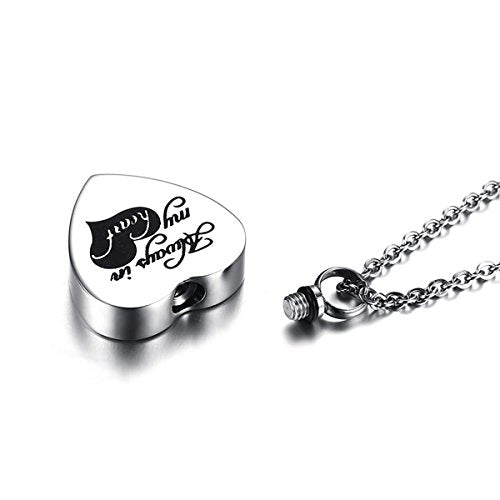 Sexy Sparkles Cremation Ash Urn Necklace inch Always in my heartinch  Stainless Steel 20 1/8inch