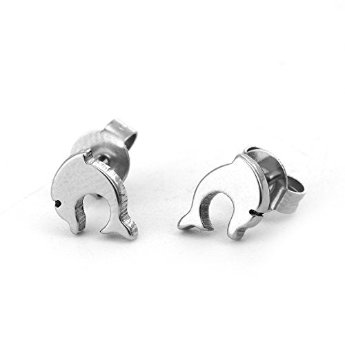 Sexy Sparkles Dolphin stainless steel stud earrings for women girls
