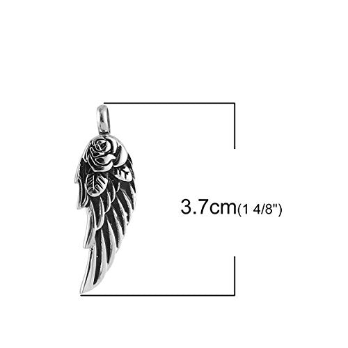 Sexy Sparkles Titanium Steel Cremation Ash Urn Pendants Wing