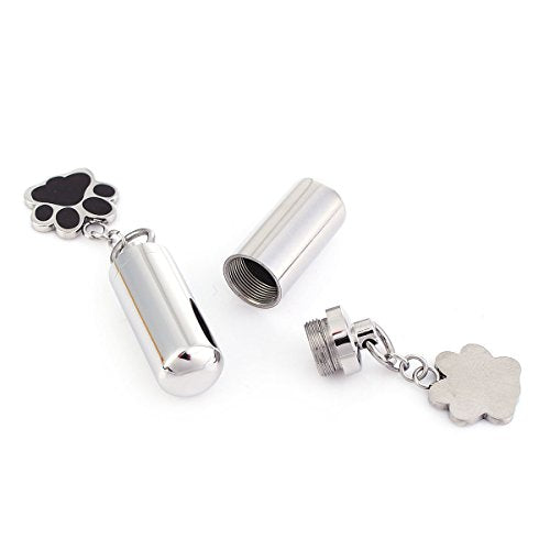 Sexy Sparkles Pet Puppy Dog Paw Cylinder Cremation Ash Urn Keepsake Ashes Pendant Memorial Jewelry