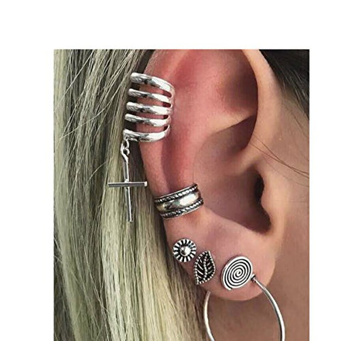 Sexy Sparkles Cuff Earrings Set Ear Crawler Earring Climber Stud Ear Wrap Pin Vine Tribal Charm Vintage Clip On Jewelry