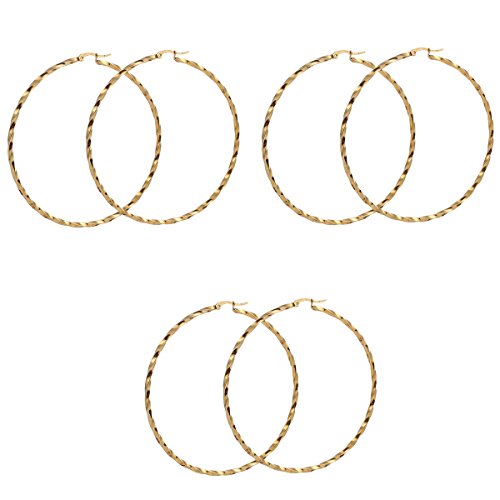 Sexy Sparkles 3 Pairs Surgical Stainless Steel Hypoallergenic Round Hoop Earrings Set for Women