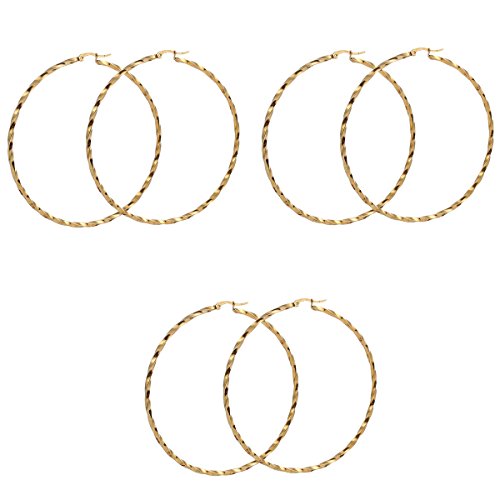 Sexy Sparkles 3 Pairs Surgical Stainless Steel Hypoallergenic Round Hoop Earrings Set for Women