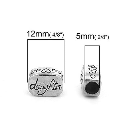 SEXY SPARKLES Stainless Steel Daughter Spacer Bead Charms for Bracelets