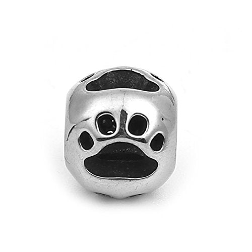 SEXY SPARKLES Stainless Steel Dog Paw Footprint Charm Spacer Bead for Bracelets