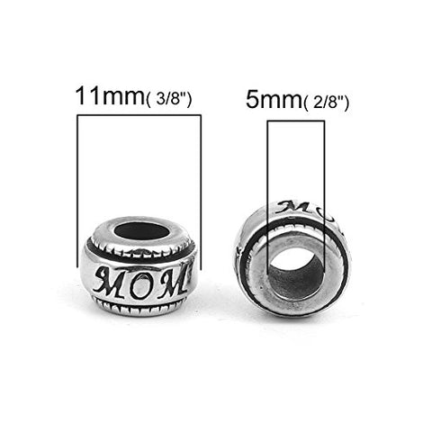 SEXY SPARKLES Mother's Day Gift Stainless Steel Mom Spacer Bead Charms for Bracelets