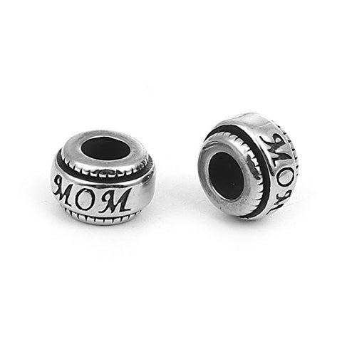 SEXY SPARKLES Mother's Day Gift Stainless Steel Mom Spacer Bead Charms for Bracelets