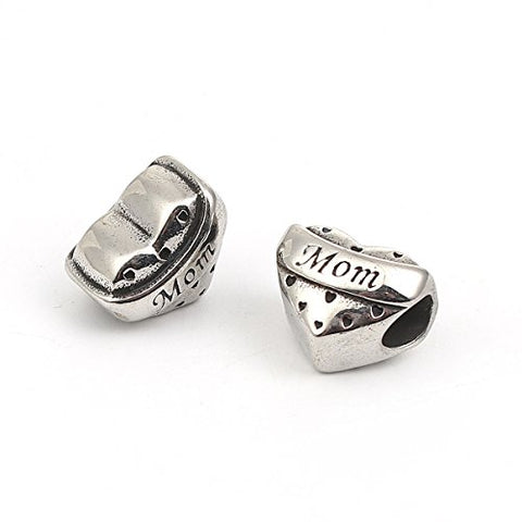 SEXY SPARKLES Mother's Day Gift Stainless Steel Mom Spacer Bead Charms for Bracelets