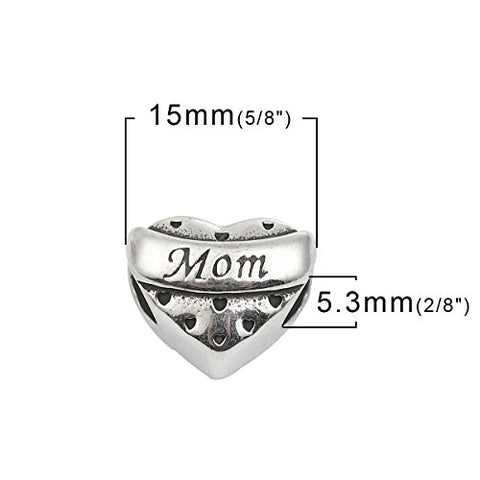 SEXY SPARKLES Mother's Day Gift Stainless Steel Mom Spacer Bead Charms for Bracelets
