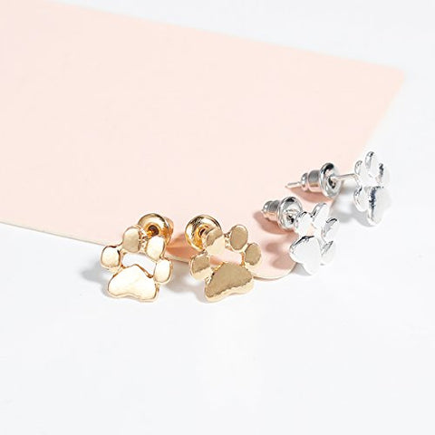 SEXY SPARKLES Paw Print Earrings for Cat Lovers, Dog Lover Gifts Ear Post Stud Earrings