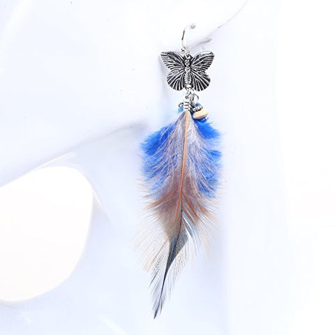 SEXY SPARKLES Dangling Genuine Natural long Hand Made Feathers Earrings for Women and Teen
