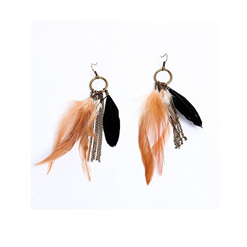 SEXY SPARKLES Dangling Genuine Natuarl long Hand Made Feathers Earrings for Women and Teen