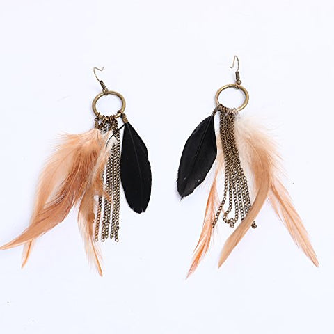 SEXY SPARKLES Dangling Genuine Natuarl long Hand Made Feathers Earrings for Women and Teen