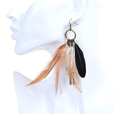 SEXY SPARKLES Dangling Genuine Natuarl long Hand Made Feathers Earrings for Women and Teen