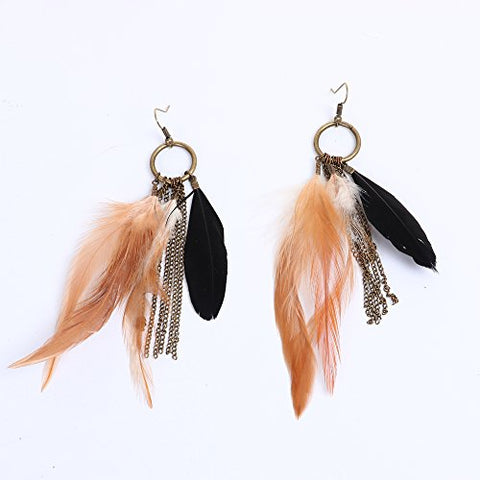 SEXY SPARKLES Dangling Genuine Natuarl long Hand Made Feathers Earrings for Women and Teen