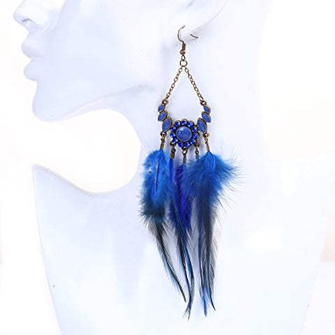 SEXY SPARKLES Dangling Genuine Natural long Hand Made Feathers Earrings for Women and Teen