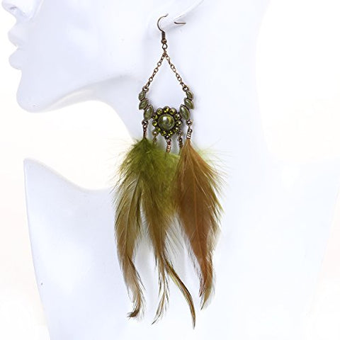 SEXY SPARKLES Dangling Genuine Natural long Hand Made Feathers Earrings for Women and Teen