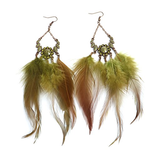 SEXY SPARKLES Dangling Genuine Natural long Hand Made Feathers Earrings for Women and Teen