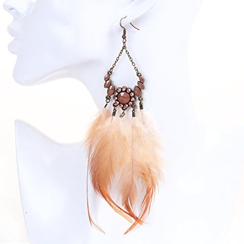 SEXY SPARKLES Dangling Genuine Natural long Hand Made Feathers Earrings for Women and Teen