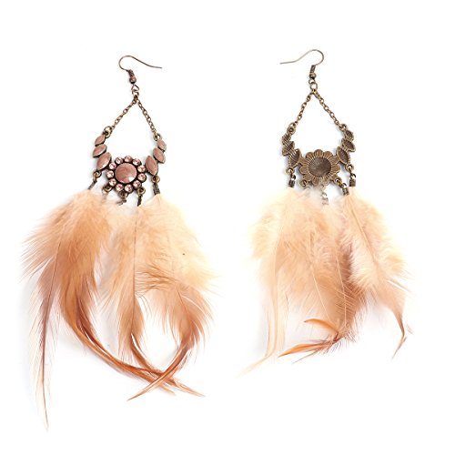 SEXY SPARKLES Dangling Genuine Natural long Hand Made Feathers Earrings for Women and Teen