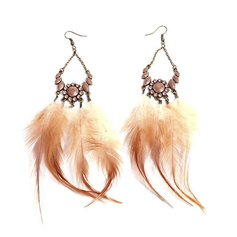 SEXY SPARKLES Dangling Genuine Natural long Hand Made Feathers Earrings for Women and Teen
