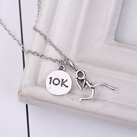 SEXY SPARKLES Stick Figure Running Girl Necklace 10k Sports run runner jewelry