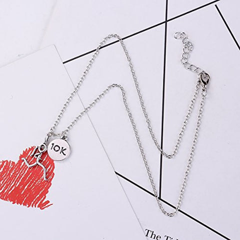SEXY SPARKLES Stick Figure Running Girl Necklace 10k Sports run runner jewelry