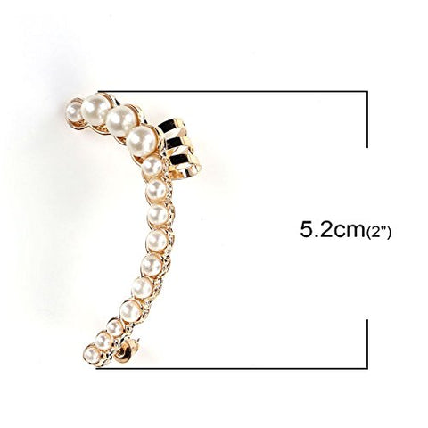 SEXY SPARKLES Ear Cuff for women Clip On Stud Wrap Earrings For Left Ear Gold Plated White Imitation Pearl(1 Pcs)