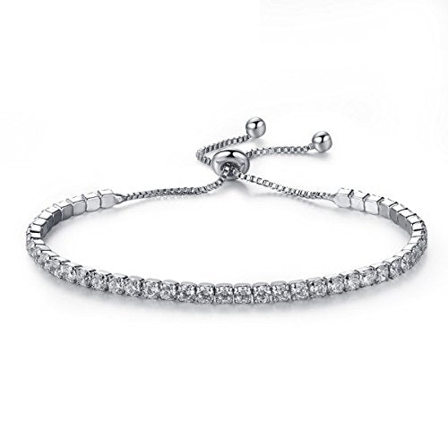 SEXY SPARKLES Cubic Zirconia adjustable bracelets for women slider/Slide Bolo Tennis Bracelet for Women Girls