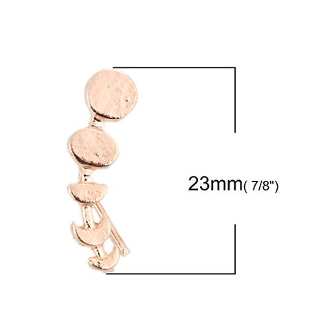 SEXY SPARKLES Rose Gold Tone Moon Phase Crawler Earring Ear Cuff Stud Earrings