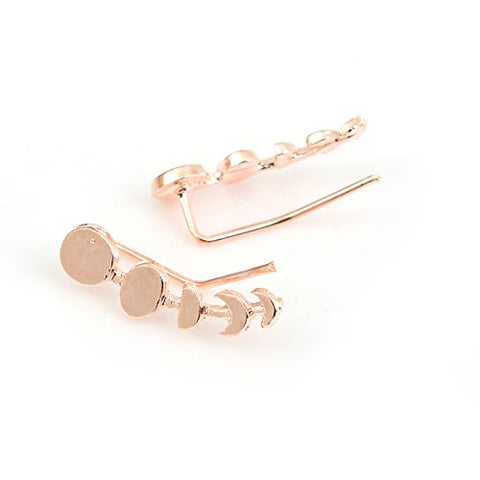 SEXY SPARKLES Rose Gold Tone Moon Phase Crawler Earring Ear Cuff Stud Earrings