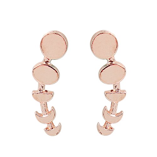 SEXY SPARKLES Rose Gold Tone Moon Phase Crawler Earring Ear Cuff Stud Earrings