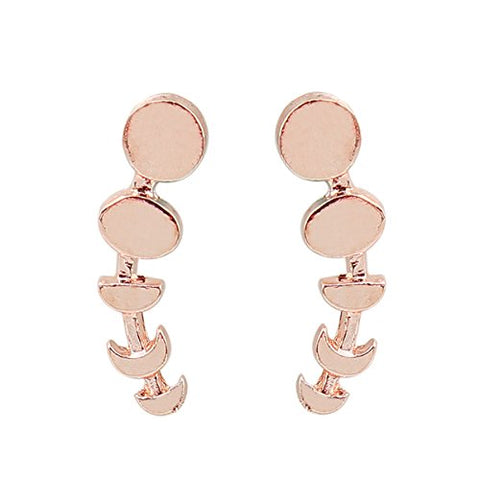 SEXY SPARKLES Rose Gold Tone Moon Phase Crawler Earring Ear Cuff Stud Earrings