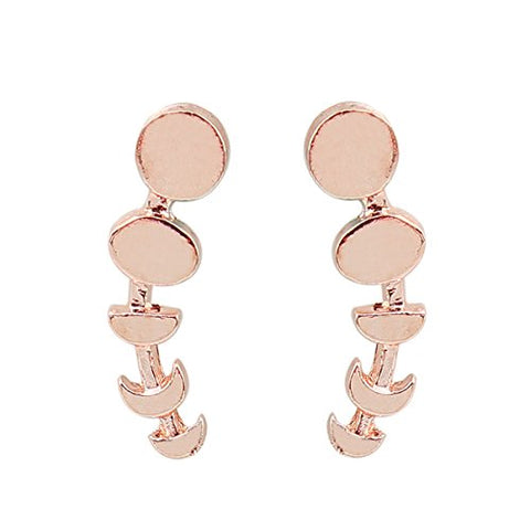 SEXY SPARKLES Rose Gold Tone Moon Phase Crawler Earring Ear Cuff Stud Earrings