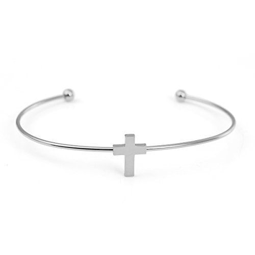 SEXY SPARKLES Stainless Steel Open Cuff Bangle Bracelets Silver Tone Boy & Girl Lover